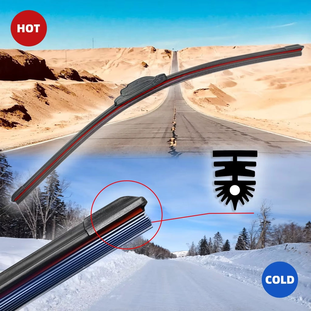 Universal Car Windshield Wiper Blade – 11 Layer Rubber Strip – All Season J/U Hook