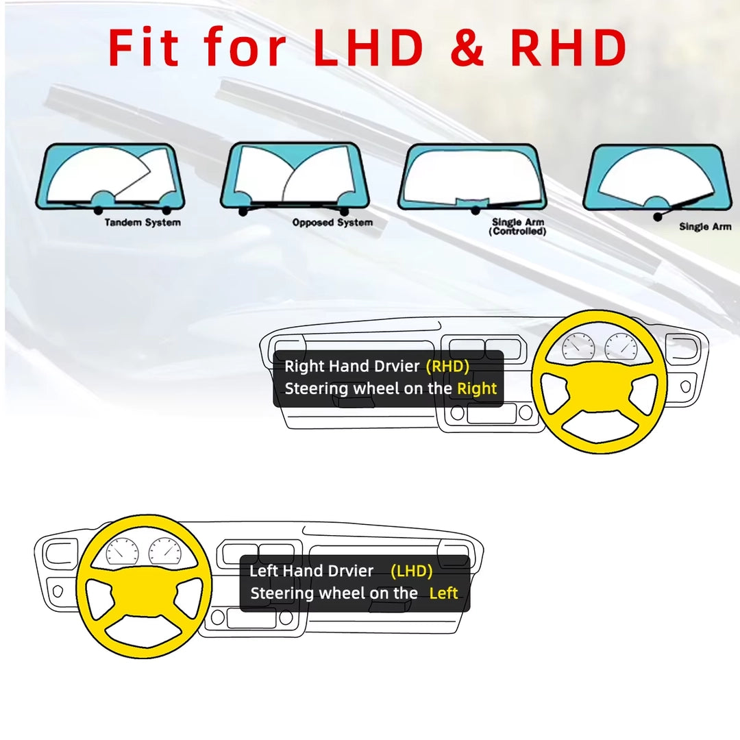 Universal Car Windshield Wiper Blade – 11 Layer Rubber Strip – All Season J/U Hook