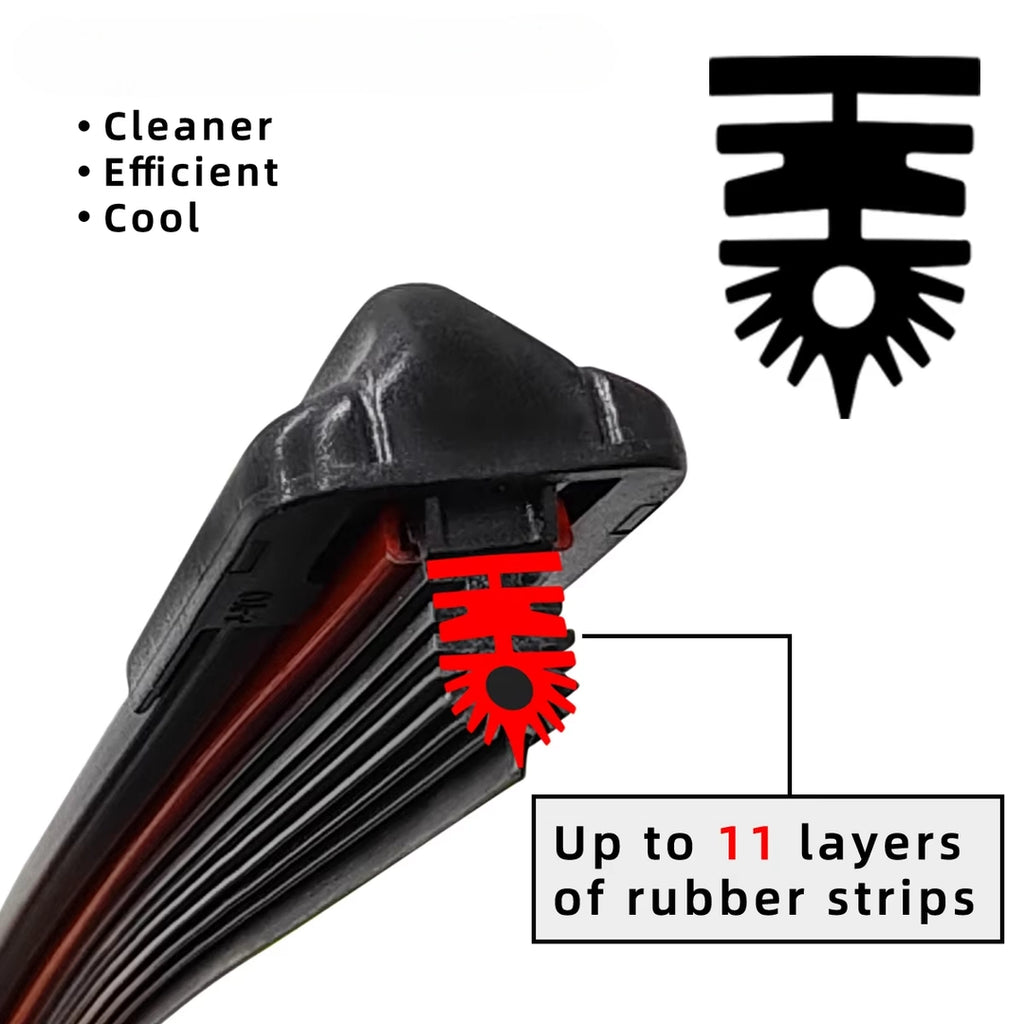 Universal Car Windshield Wiper Blade – 11 Layer Rubber Strip – All Season J/U Hook