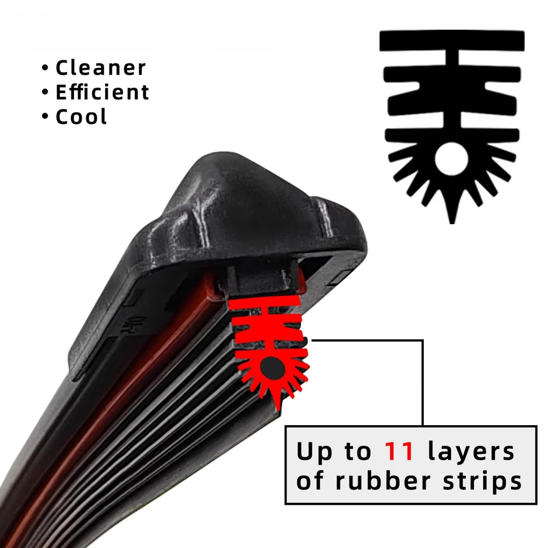 Universal Car Windshield Wiper Blade – 11 Layer Rubber Strip – All Season J/U Hook
